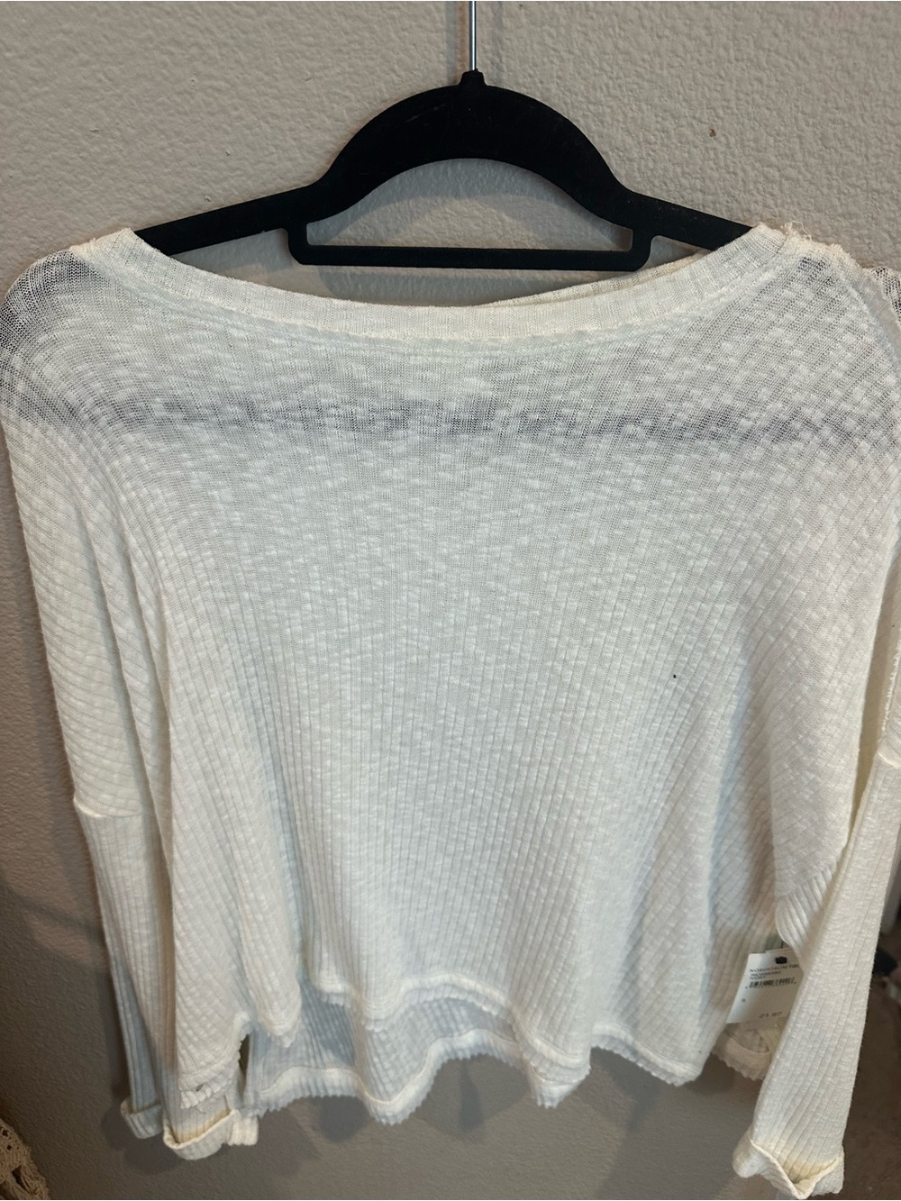 Nordstrom Ivory Ribbed Long-Sleeve Knit Top